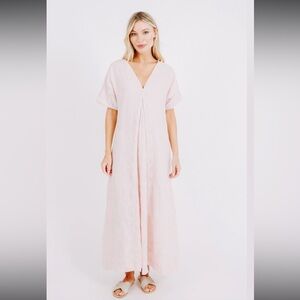 Women’s XS mirth long dress sinched sleeves light pink Bordeaux caftan rosa